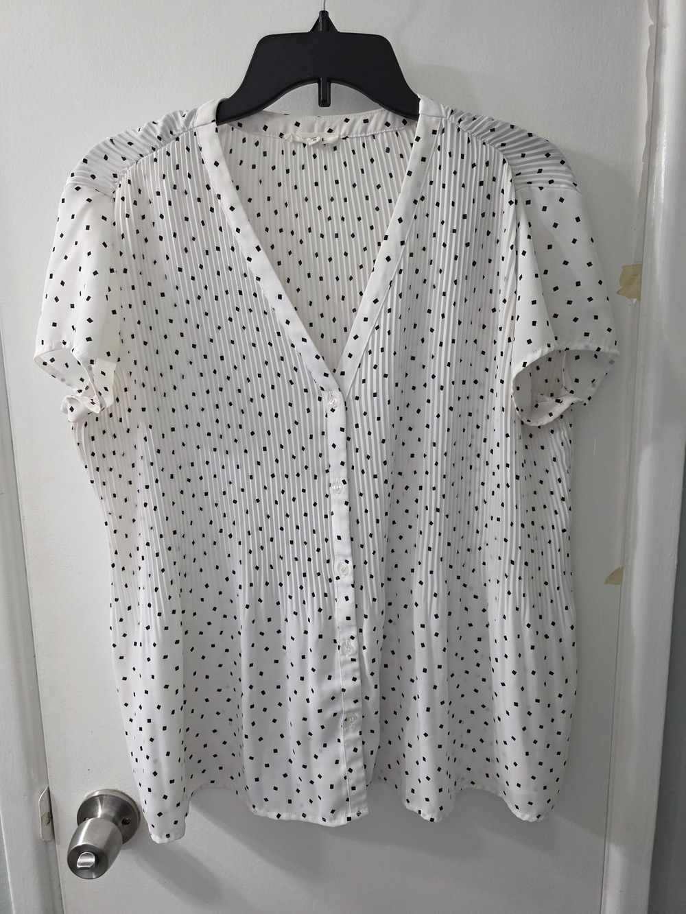 Pleione White Blouse with Black Dot Print